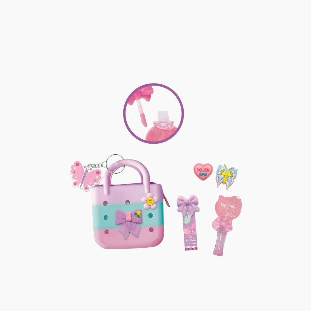 Tie dye butterfly charm beauty bag for girls