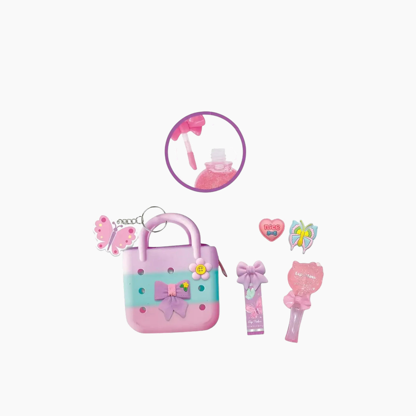 Tie dye butterfly charm beauty bag for girls