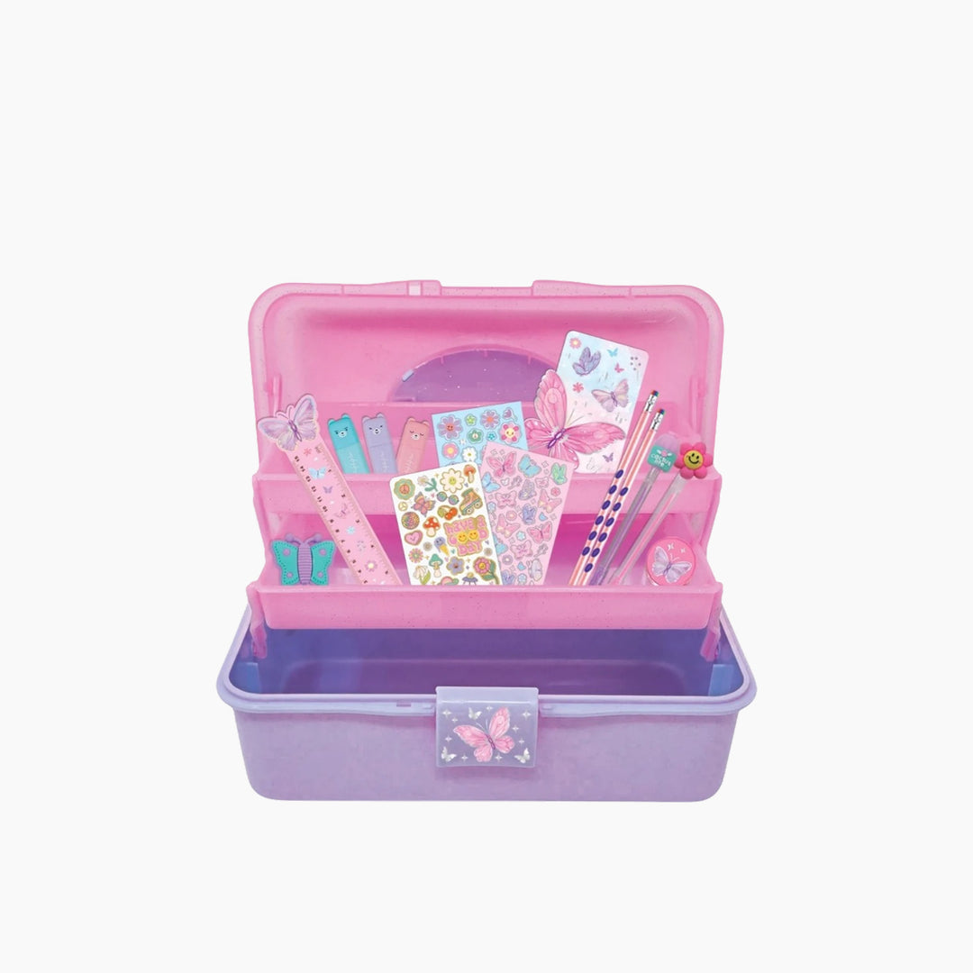 Hot Focus Tie Dye Butterfly stationery caboodle with notebook and art supplies
