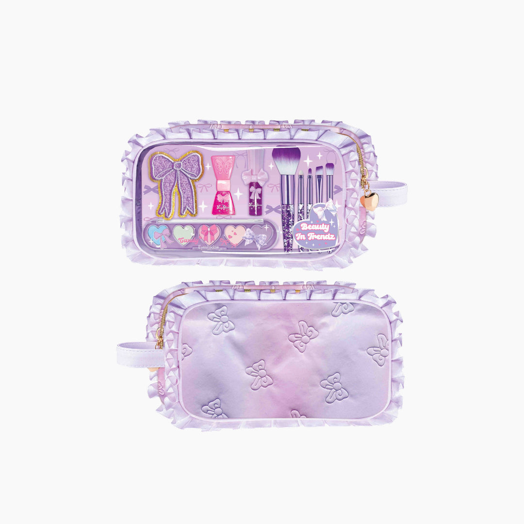 Hot Focus Beauty Vibes 5-piece glitter makeup brush set with lavender pouch