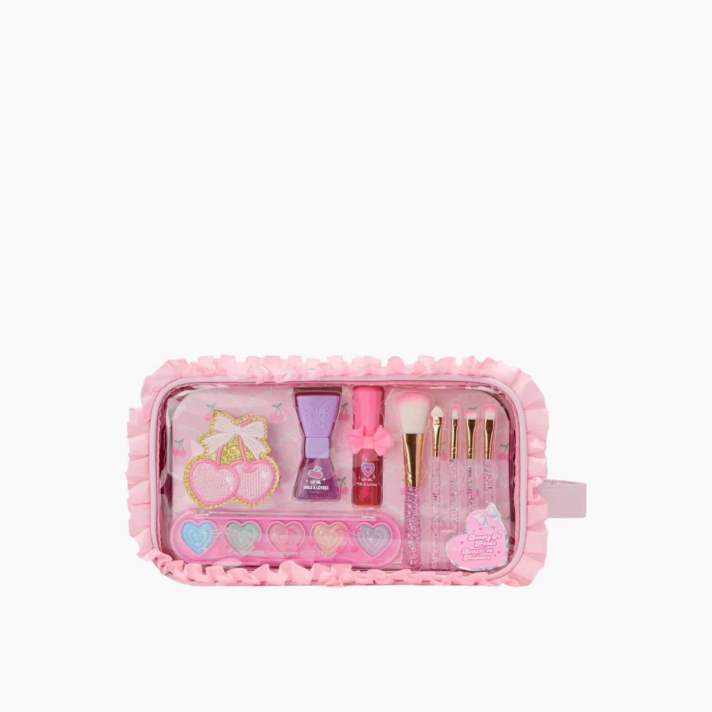 Hot Focus Beauty In Trendz Cherry makeup set with glitter brushes and lip oils