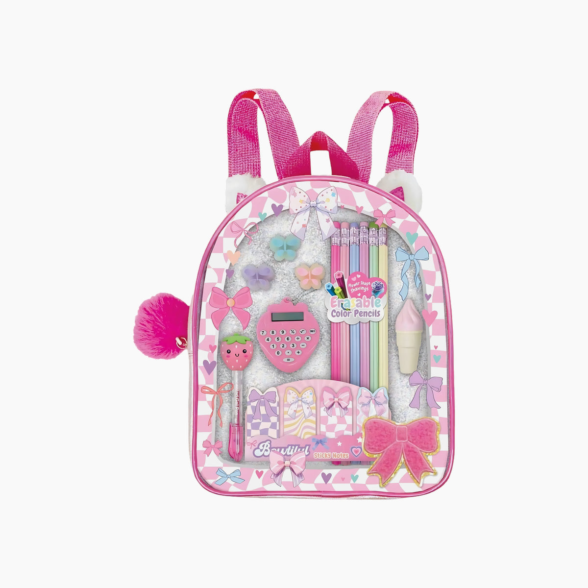 Hot Focus mini backpack with butterfly design in pink