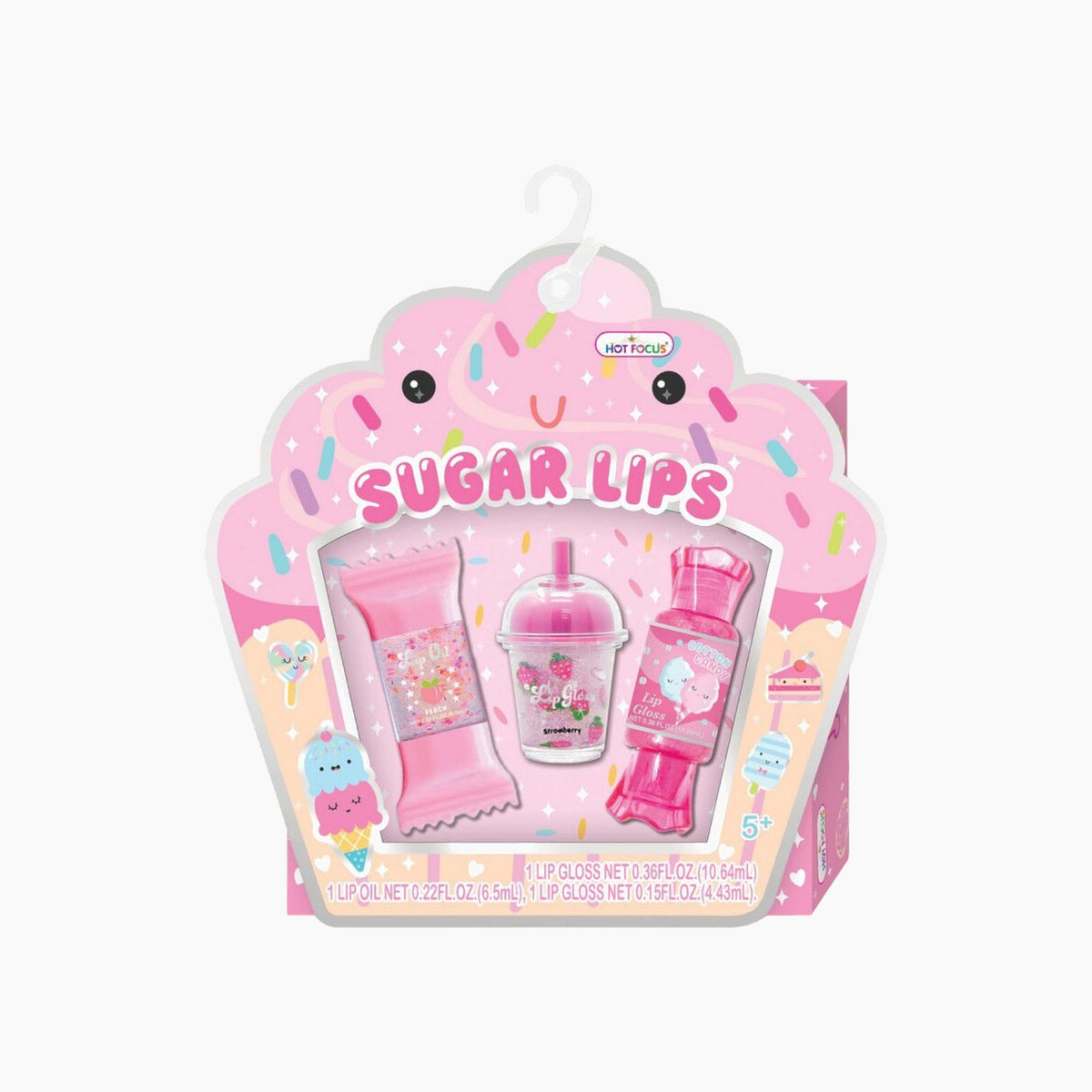 Hot Focus Sugar Lips Sweet Critter lip gloss set with candy-inspired packaging