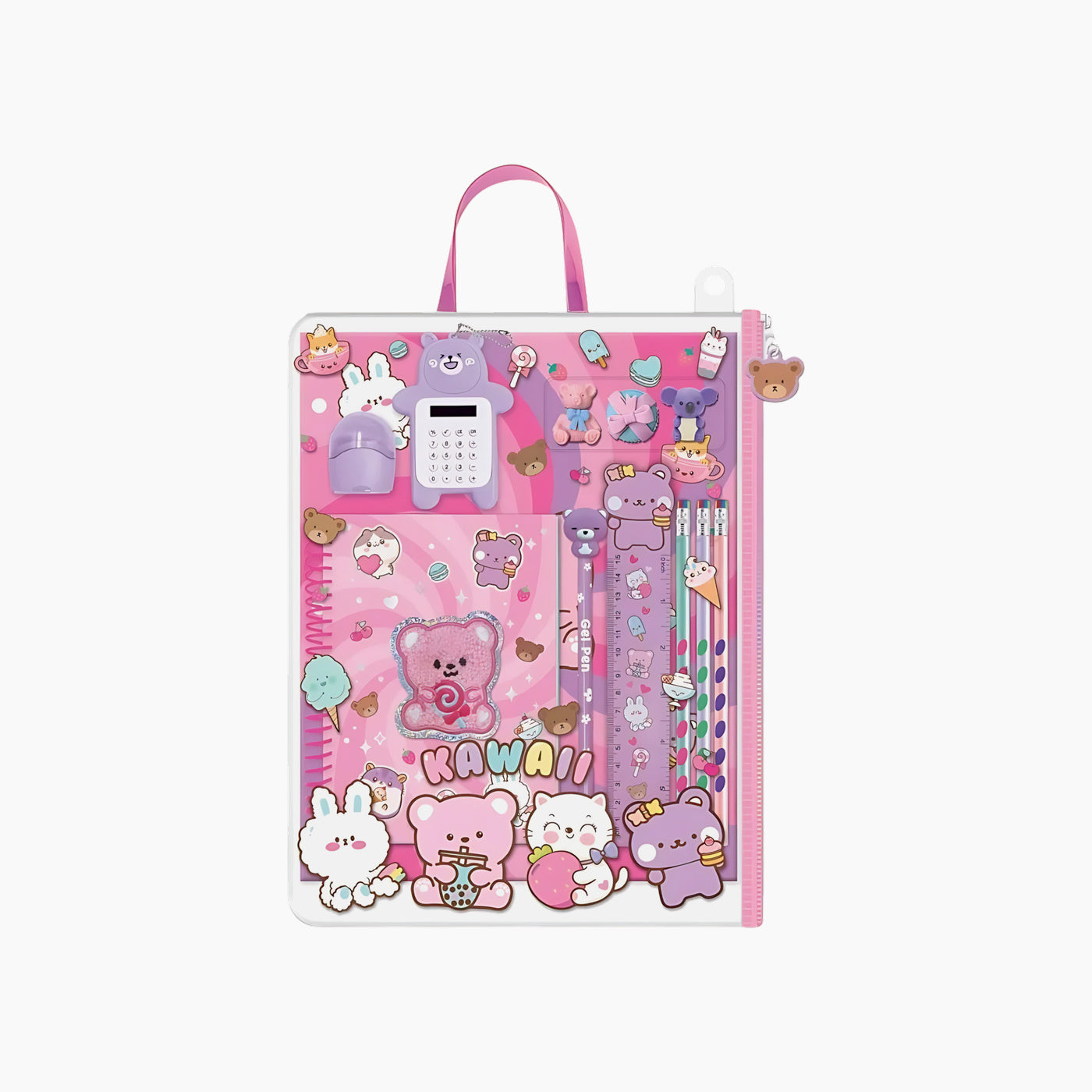Hot Focus Critter Variety Fun Pack stationery set with clear carry case