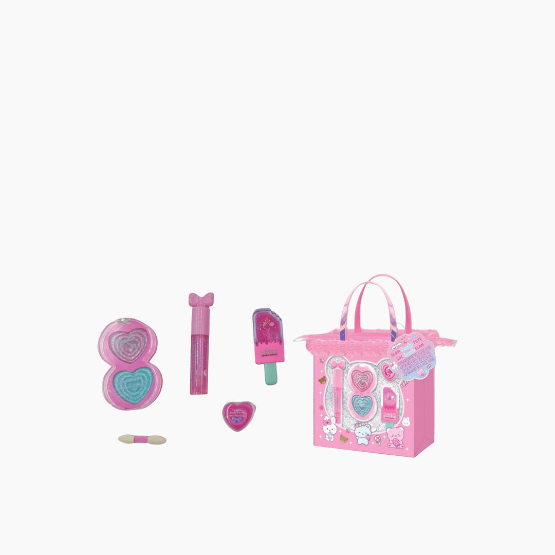 Hot Focus Glam Beauty Tote with soft pink fluffy trim tote bag
