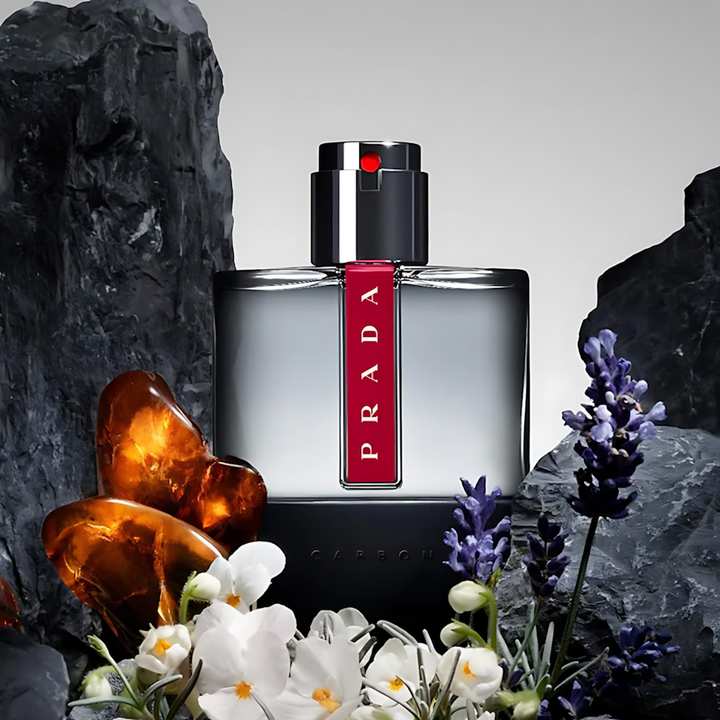 Prada Luna Rossa Carbon EDT 100ML for men with black bottle texture and red stripe
