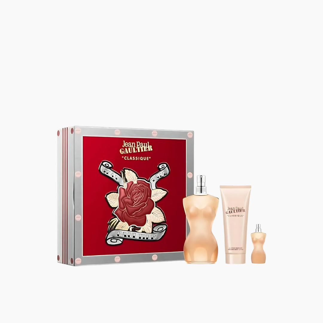 Jean Paul Gaultier Classique EDT 100Ml + EDT 6Ml + Body Lotion 75Ml Gift Set For Women