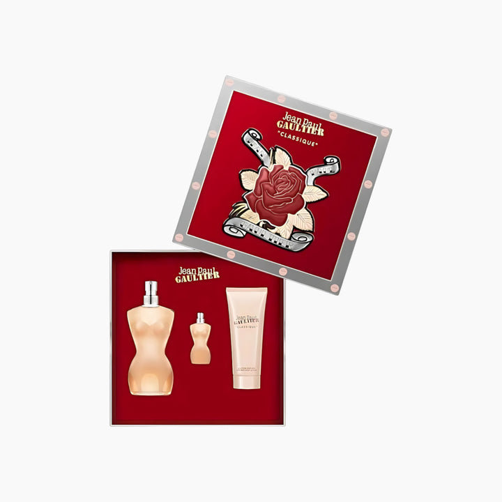 Jean Paul Gaultier Classique EDT 100Ml + EDT 6Ml + Body Lotion 75Ml Gift Set For Women