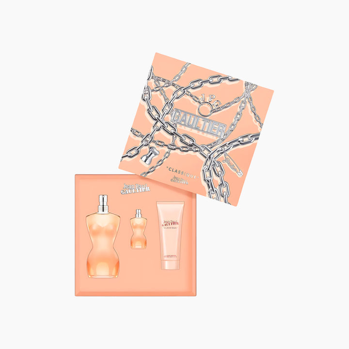 Jean Paul Gaultier Classique EDT 100Ml + EDT 6Ml + Body Lotion 75Ml Gift Set For Women