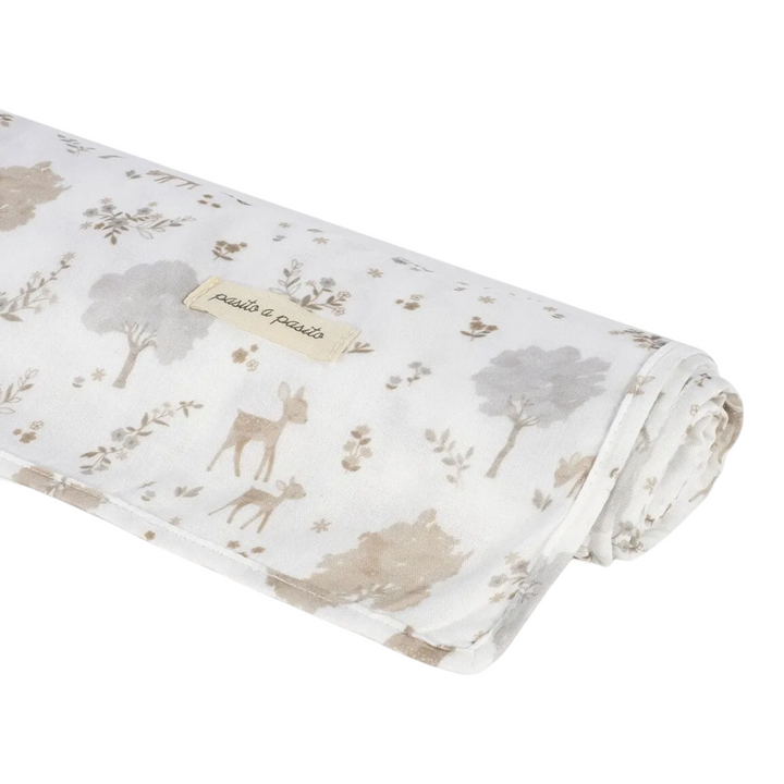 Pasito A Pasito Nara Beige Carrycot Mattress &amp; Muslin Baby Sheet Set 100% Cotton