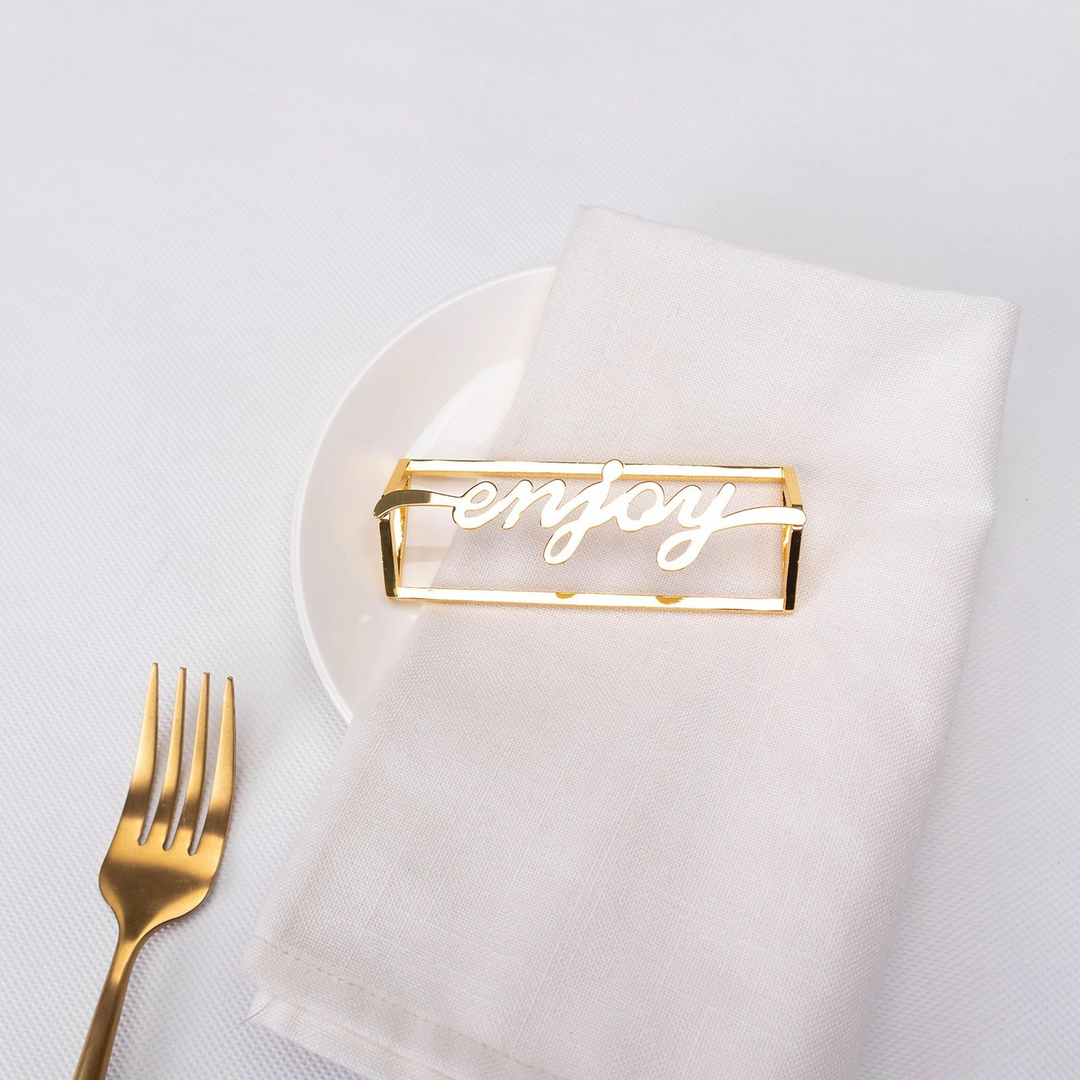 Karaca Enjoy 2-Piece Napkin Ring Set – Gold