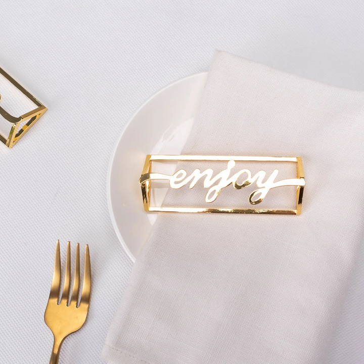Karaca Enjoy 2-Piece Napkin Ring Set – Gold