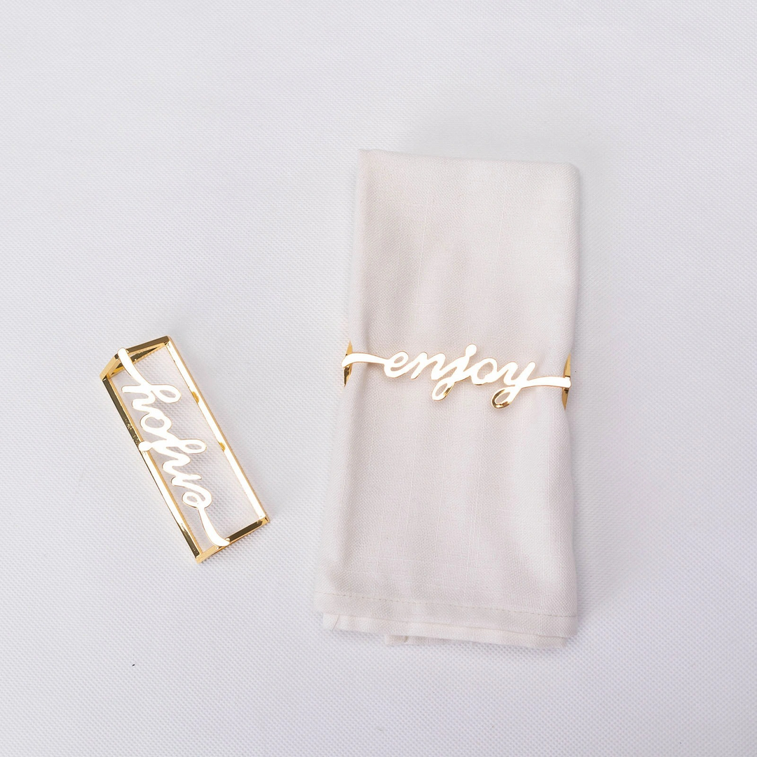 Karaca Enjoy 2-Piece Napkin Ring Set – Gold