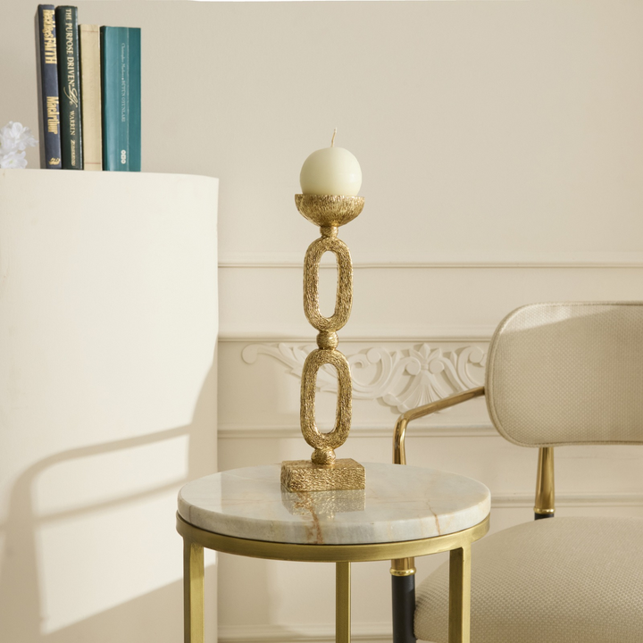 Karaca Home Helen Candle Holder 8.5 × 7.5 × 2 cm – Gold