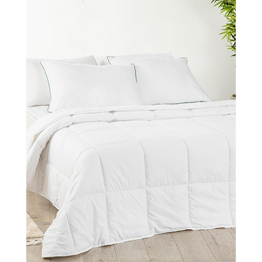 EH Living BAMBOO BASIC طقم لحاف وبطانية مزدوجة من الخيزران مقاس 195x215 سم أبيض