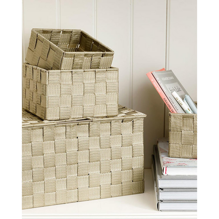 EH Shine Polypropylene Basket 14X14X7,5 Cm Dark Beige
