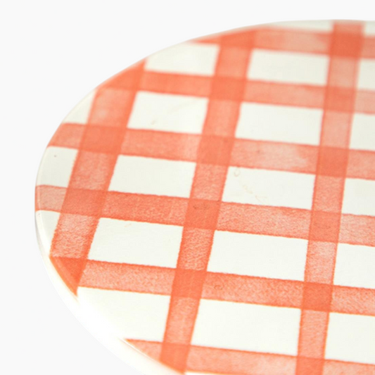EH Living Art Pop Plaid Ceramic Trivet 16 سم برتقالي