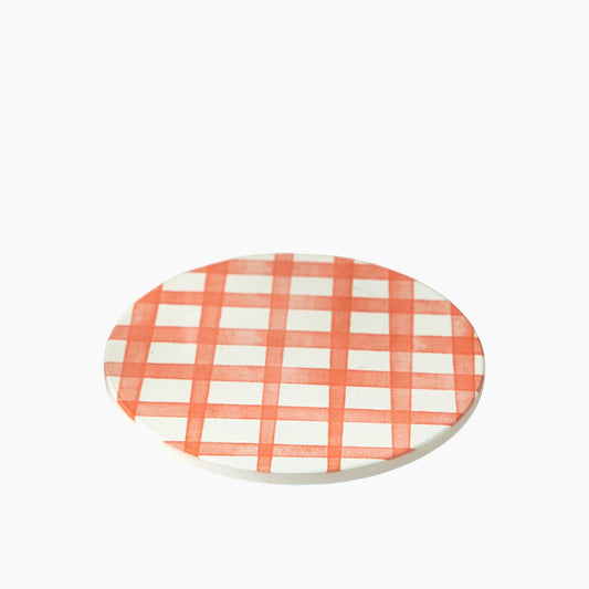 EH Living Art Pop Plaid Ceramic Trivet 16 سم برتقالي