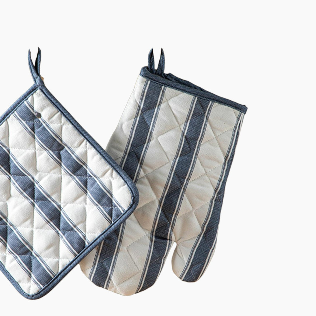 EH Living Blue Lines Polyester 2 pcs Kitchen Set 17x30 cm+20x20 cm Navy Blue