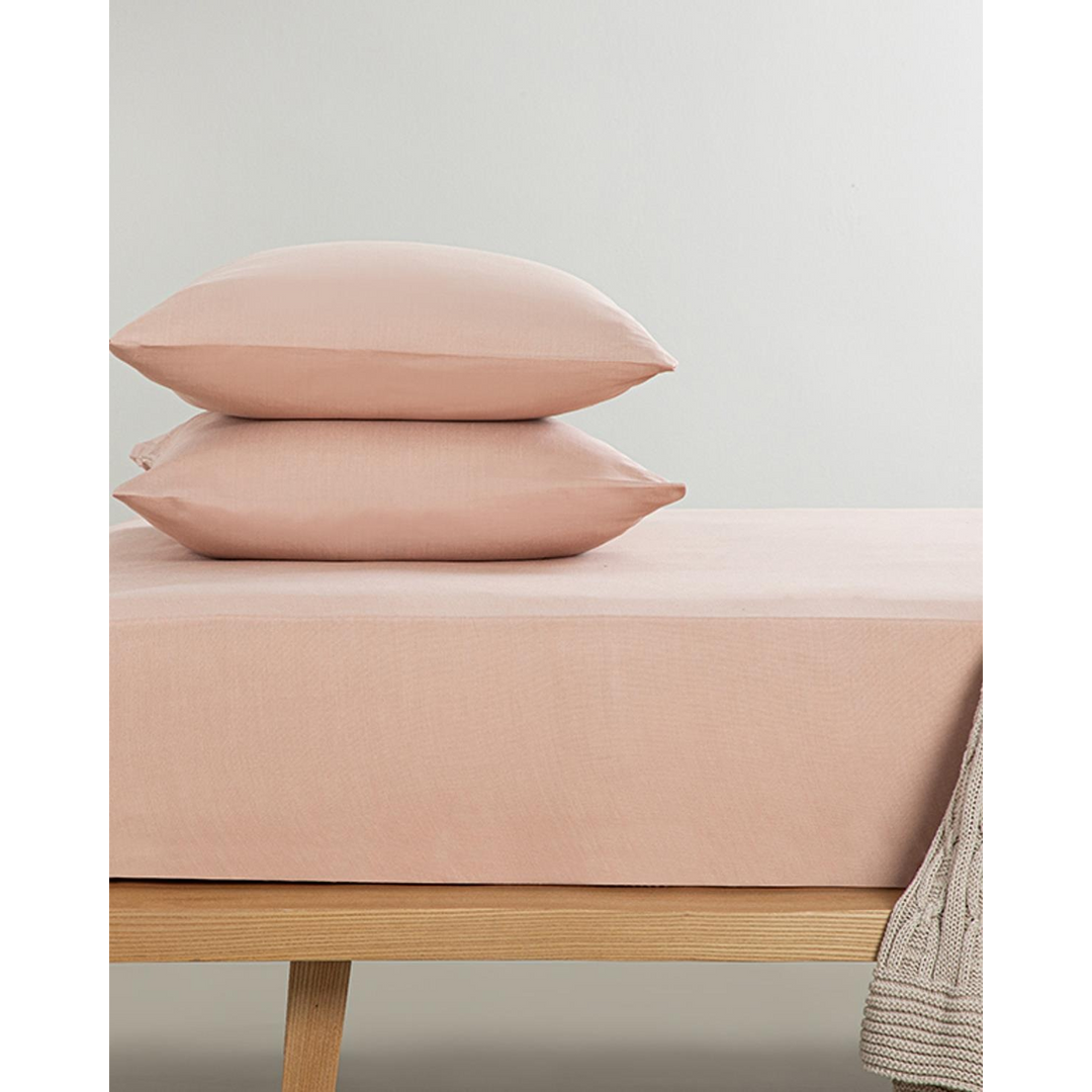 EH Living Novella Premium Soft Cotton Single Size Fitted Sheet Set 100x200 cm Dusty Rose