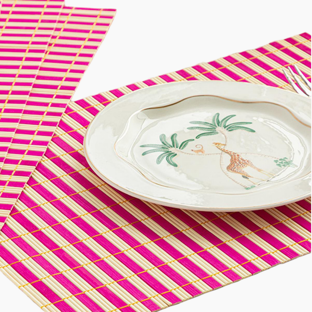 EH Living Pring Bamboo 4 قطع مفرش طاولة 45x30 سم وردي