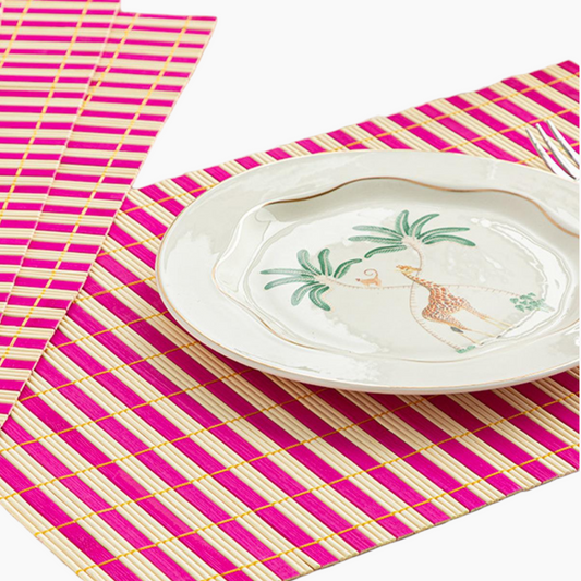 EH Living Pring Bamboo 4 قطع مفرش طاولة 45x30 سم وردي