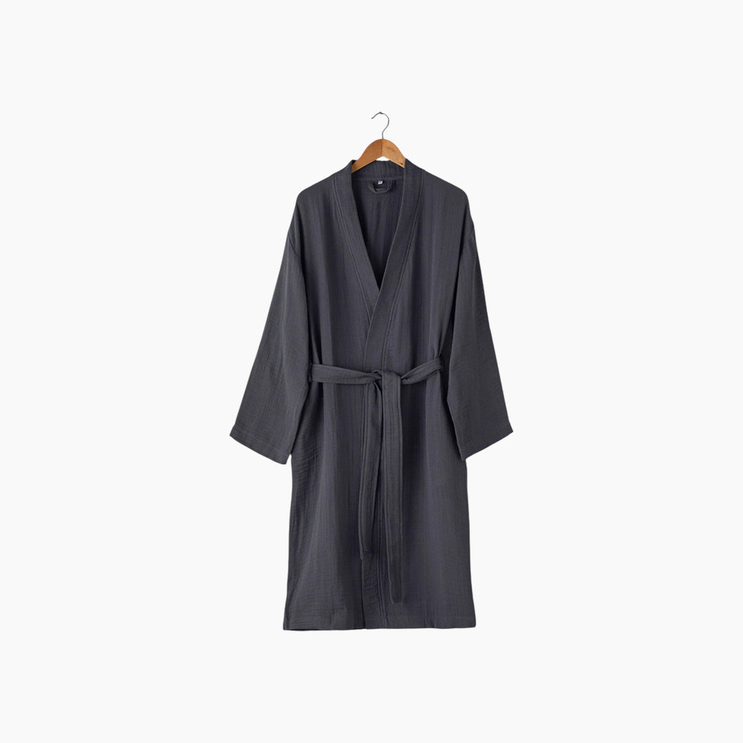 EH Living Barbara Cotton Muslin Bathrobe L-XL Anthracite