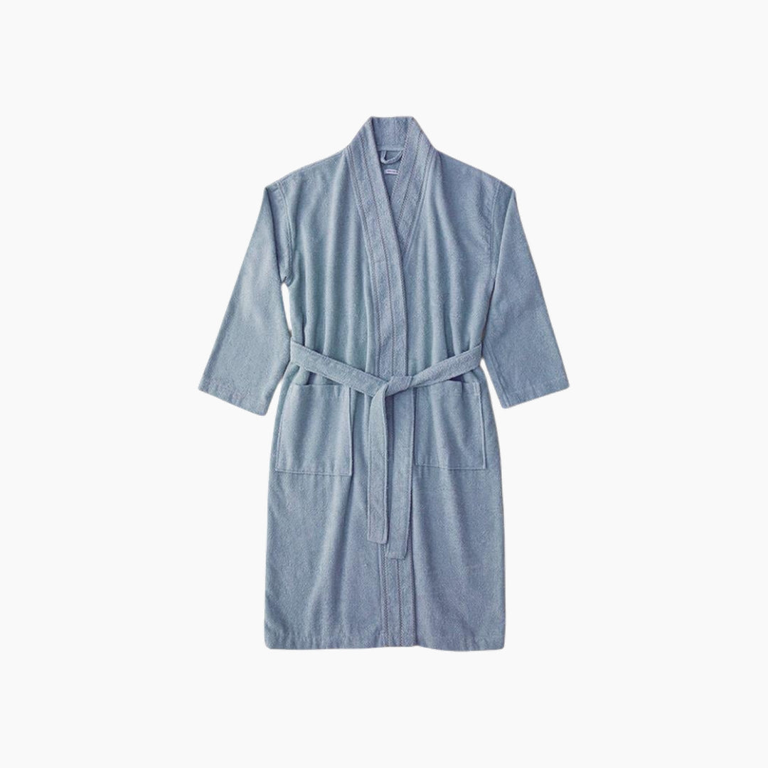 روب حمام قطني ناعم من EH Living مقاس L-XL أزرق فاتح