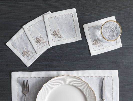 Madame Coco Light Gold Gardenia Coaster 4 Pieces