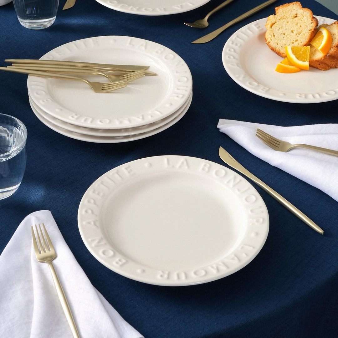 Karaca Amour 6-Person Cake Plate 22 cm – White