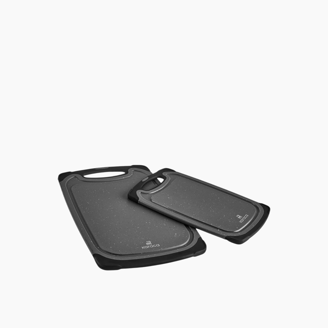 Karaca Daily 2-Piece Granite-Pattern Cutting Board Set – Grey