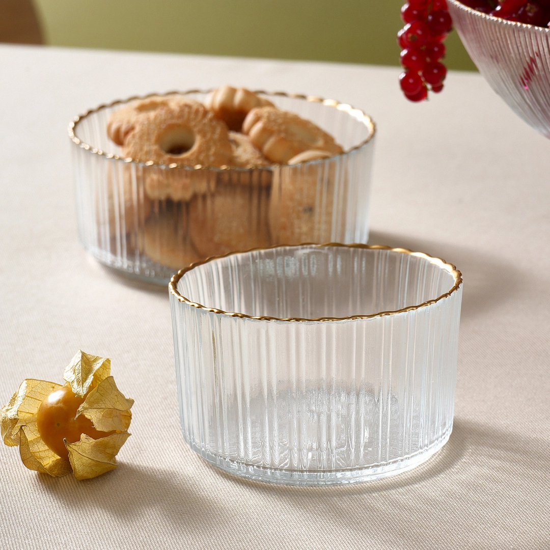 Karaca Pierre 3-Piece Glass Serving Set – Gold