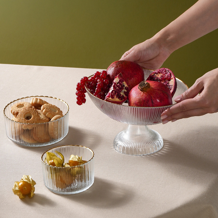 Karaca Pierre 3-Piece Glass Serving Set – Gold