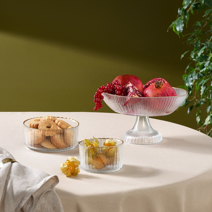 Karaca Pierre 3-Piece Glass Serving Set – Gold