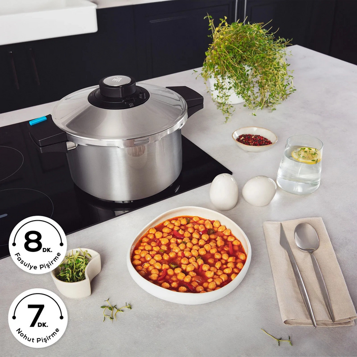 Karaca Quick &amp; Safe Induction-Based Pressure Cooker 7 L – Stainless Steel