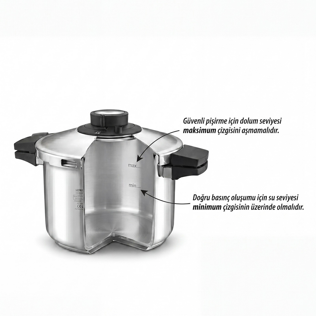 Karaca Quick &amp; Safe Induction-Based Pressure Cooker 7 L – Stainless Steel