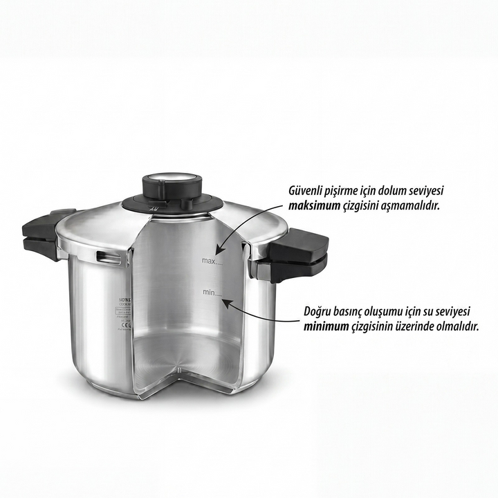 Karaca Quick &amp; Safe Induction-Based Pressure Cooker 7 L – Stainless Steel