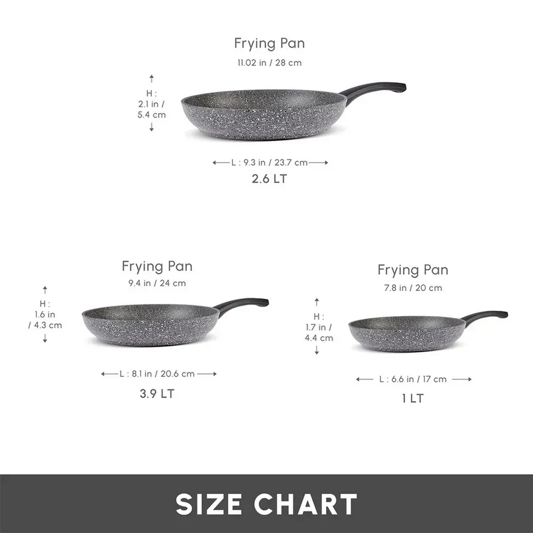 Karaca Gris Biogranite 3-Piece Frying Pan Set – Grey