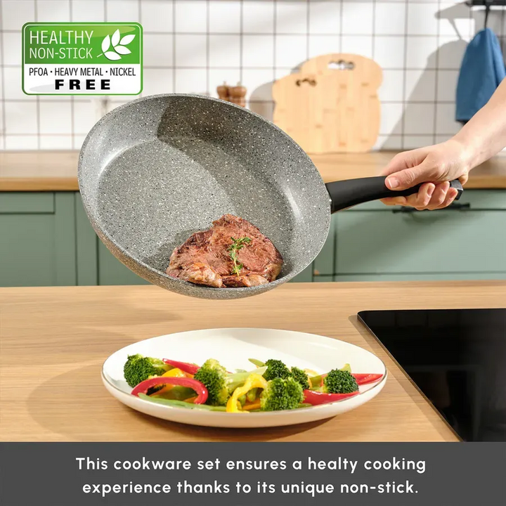 Karaca Gris Biogranite 3-Piece Frying Pan Set – Grey