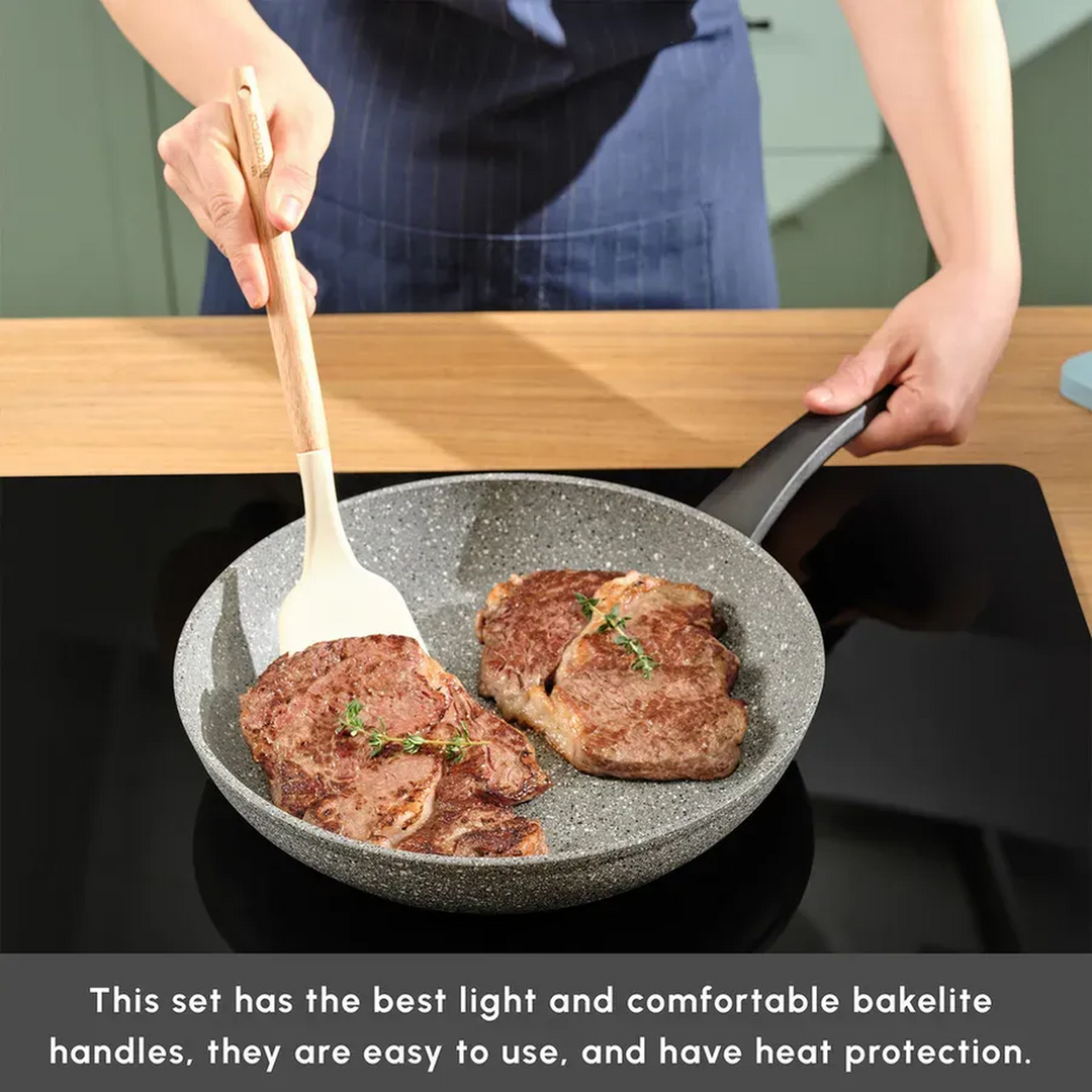 Karaca Gris Biogranite 3-Piece Frying Pan Set – Grey
