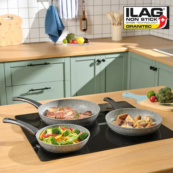 Karaca Gris Biogranite 3-Piece Frying Pan Set – Grey