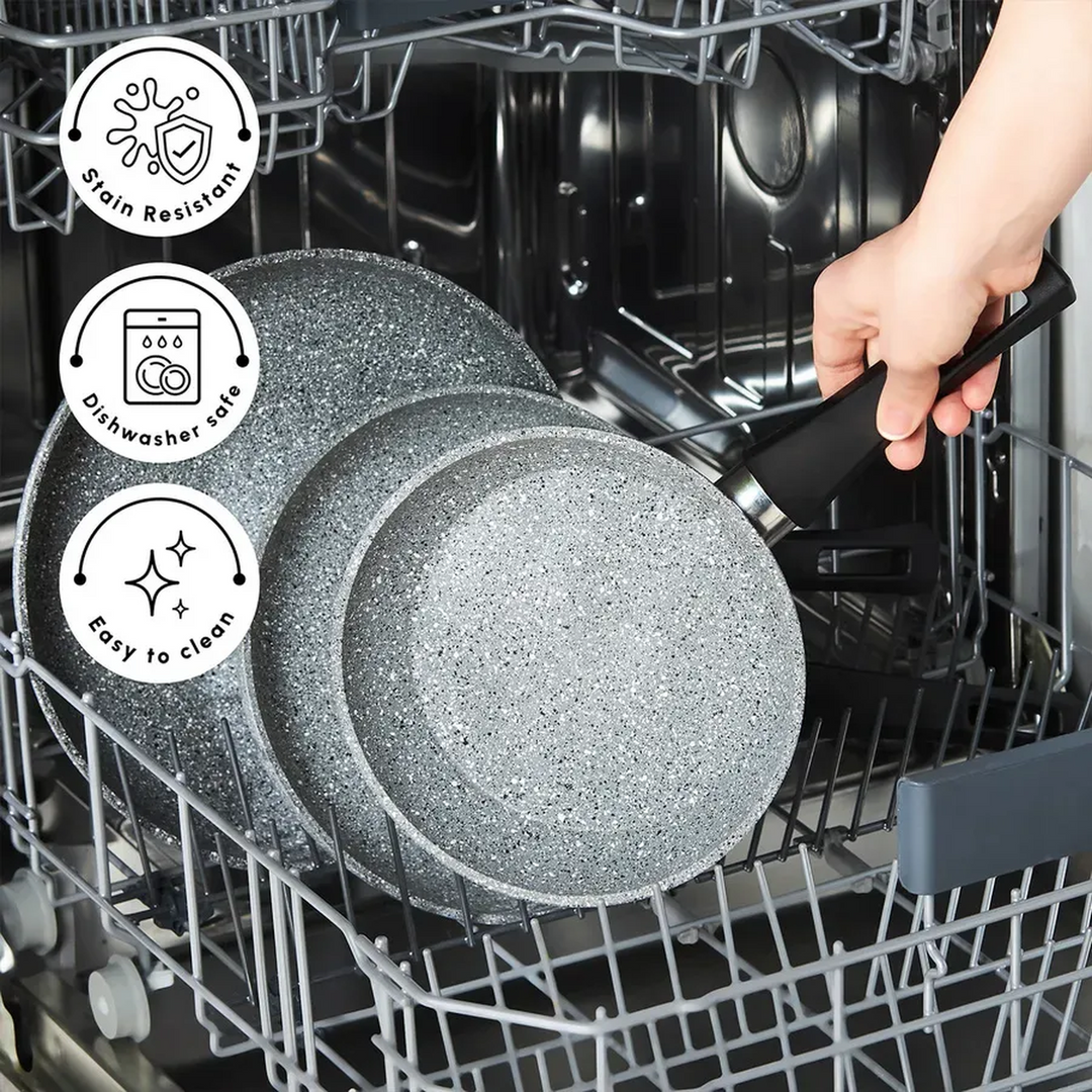 Karaca Gris Biogranite 3-Piece Frying Pan Set – Grey