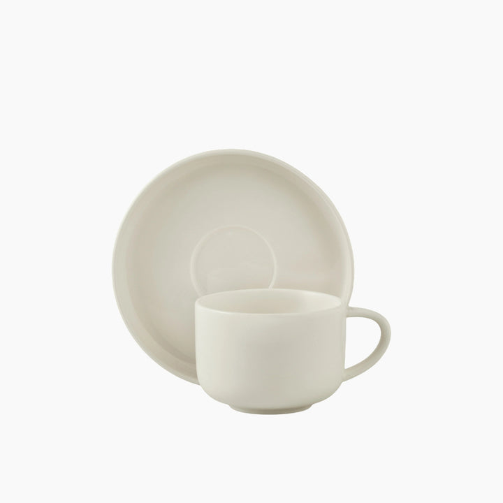 Karaca Stream Basic Line Tea Cup and Saucer 220 ml – White