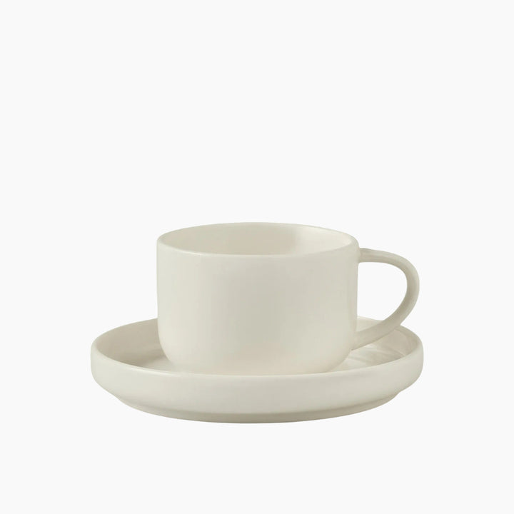 Karaca Stream Basic Line Tea Cup and Saucer 220 ml – White