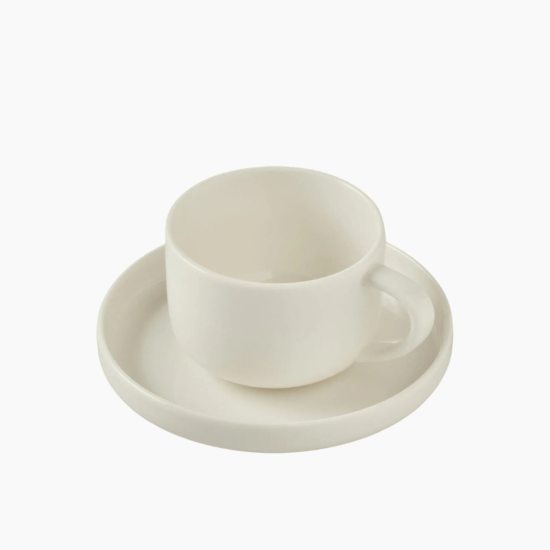 Karaca Stream Basic Line Tea Cup and Saucer 220 ml – White