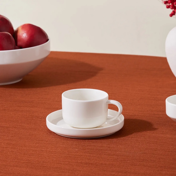 Karaca Stream Basic Line Tea Cup and Saucer 220 ml – White