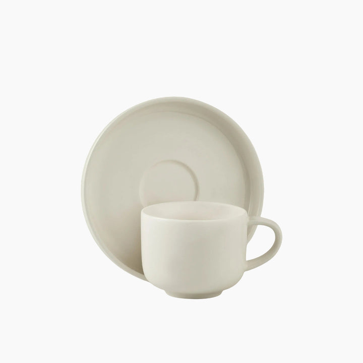 Karaca Stream Basic Line Coffee Cup and Saucer 90 ml – White