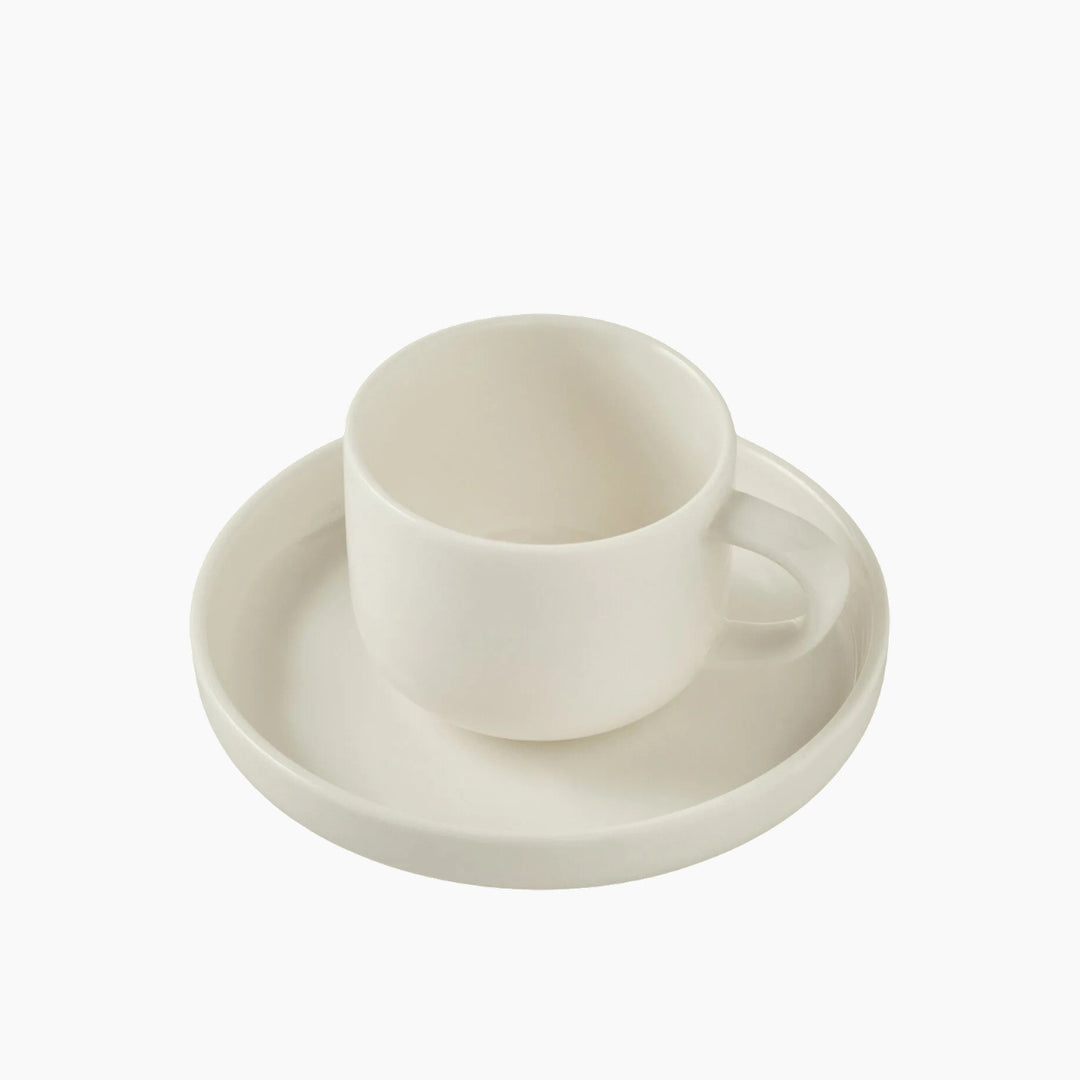 Karaca Stream Basic Line Coffee Cup and Saucer 90 ml – White