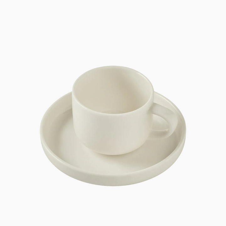 Karaca Stream Basic Line Coffee Cup and Saucer 90 ml – White
