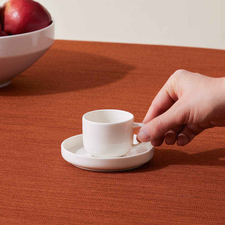 Karaca Stream Basic Line Coffee Cup and Saucer 90 ml – White